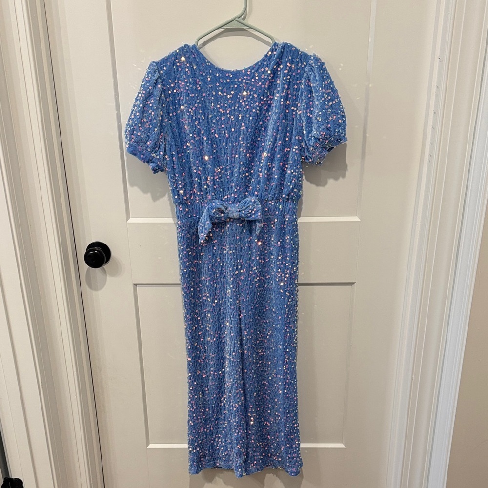 The Hailey Light Blue Sequin Jumpsuit